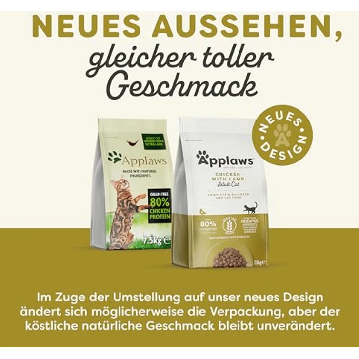 Applaws Adult Huhn mit Lamm, 7,5 kg, Getreidefreies Katzen-Trockenfutter mit hohem Fleischanteil und Omega-3-6-Fettsäuren – Bild 2