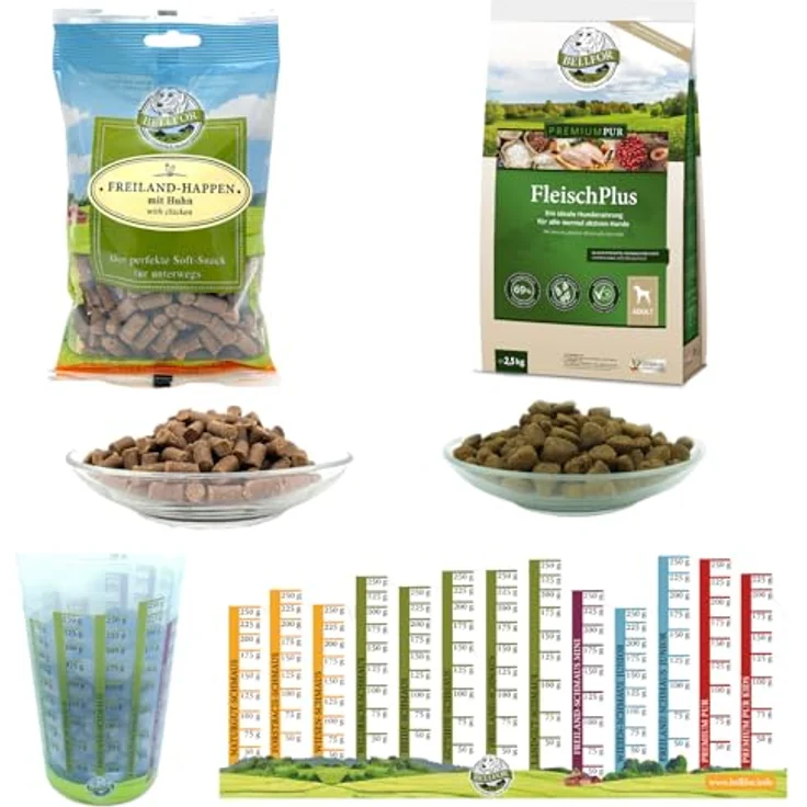 Bellfor Deutscher Schäferhund Futter Set 2,710 kg, getreidefreies Trockenfutter mit erhöhtem Fleischgehalt, inklusive getreidefreier Snacks und Messbecher – Bild 2