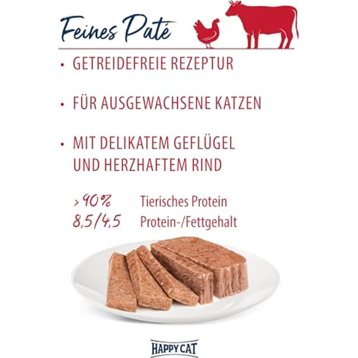 Happy Cat Minkas Duo, Katzen-Nassfutter mit Geflügel und Rind, 16 x 100 g Paté – Bild 2