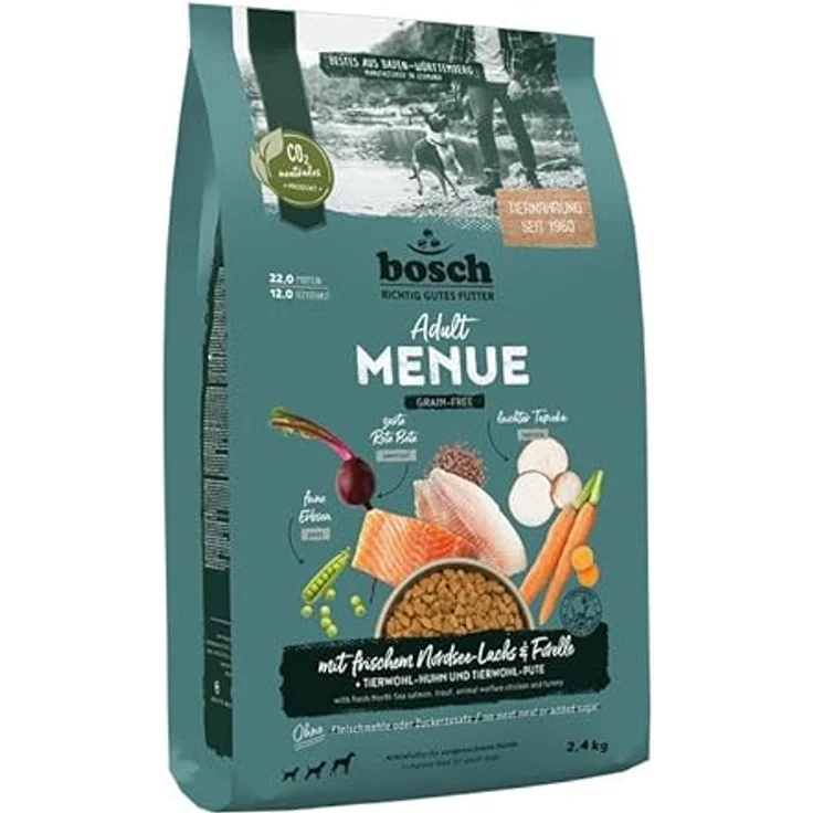 Bosch HPC MENUE Adult, Hundetrockenfutter mit Nordsee-Lachs & Forelle, getreidefrei, 2,4 kg – Bild 1
