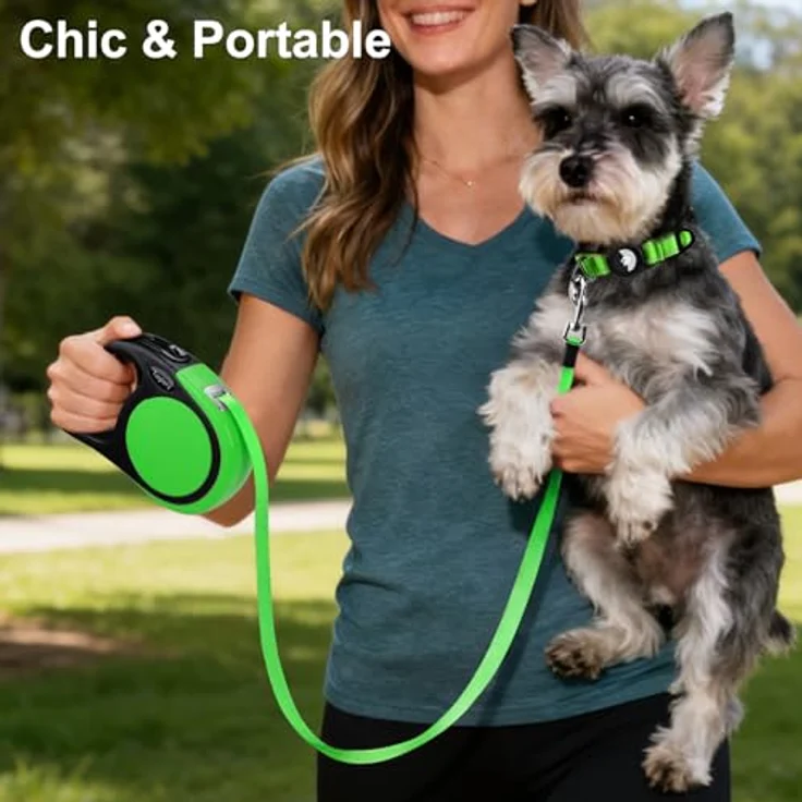 Taglory Hundeleine 5m Rollleine, für kleine & mittelgroße Hunde bis 20kg, ergonomischer Griff, Anti-Verdrehsicherung, Grün – Bild 2