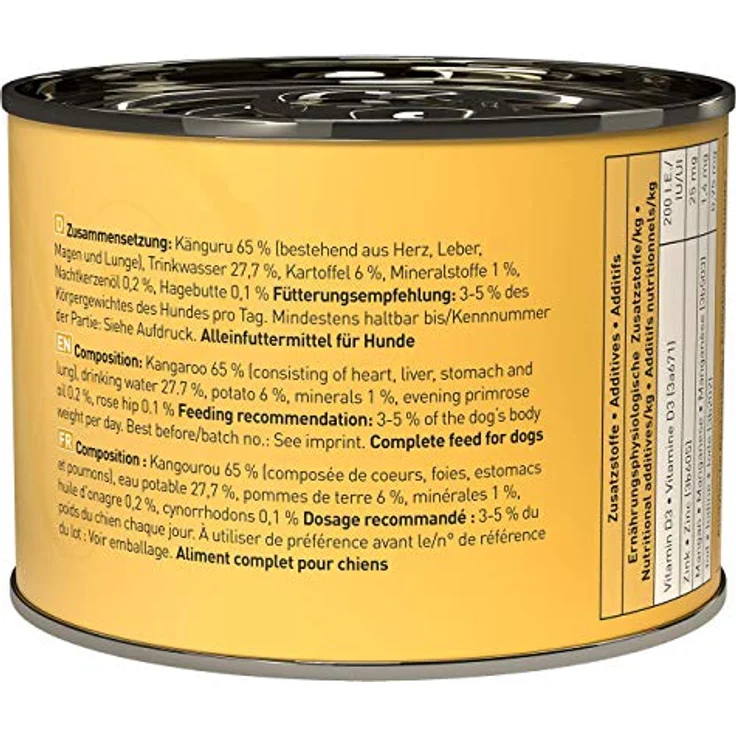 Dogz finefood Hundefutter nass N° 6 Känguru, getreidefrei & zuckerfrei, hoher Fleischanteil, 6 x 200 g Dose – Bild 2