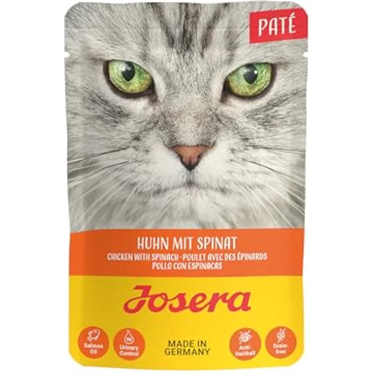 Josera Paté Huhn mit Spinat, Premium Nassfutter für ausgewachsene Katzen, getreidefrei, 16 x 85 g im Frischebeutel – Bild 2