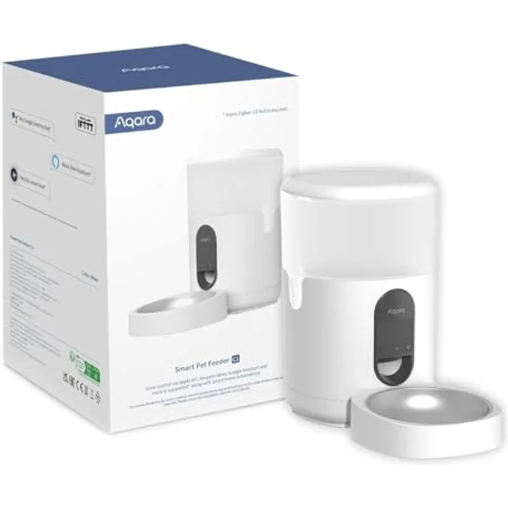 Aqara Smarter Futterautomat C1, 4L automatischer Futterspender für Katzen und Hunde, programmierbare Portionskontrolle, Sprachsteuerung über Google, Alexa und Siri, Zigbee 3.0 Hub erforderlich