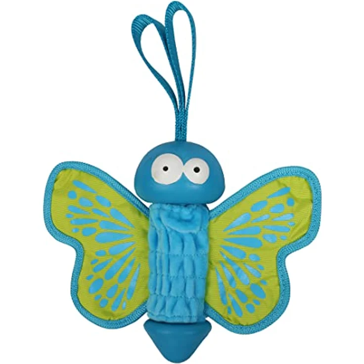 Coockoo Outdoor-Spielzeug Hundespielzeug Gummi-Schmetterling blau/grün, mit Knisterfolie – Bild 2