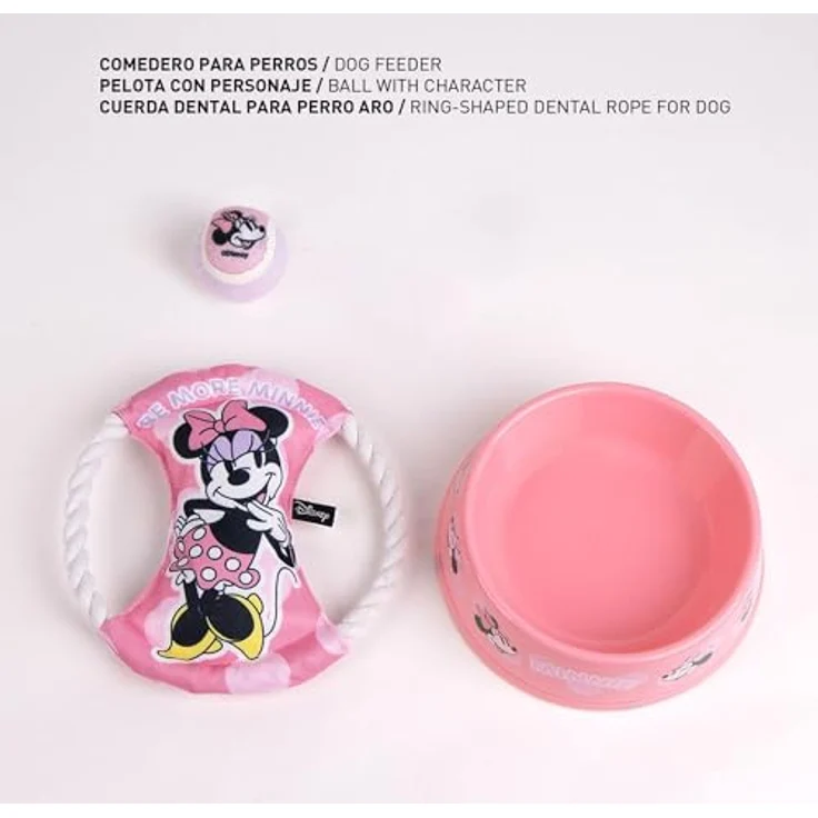 Disney Minnie Mouse Futternapf Hunde-Set – 3-teilig mit Napf, Spielzeug & Ball, pink – Bild 3