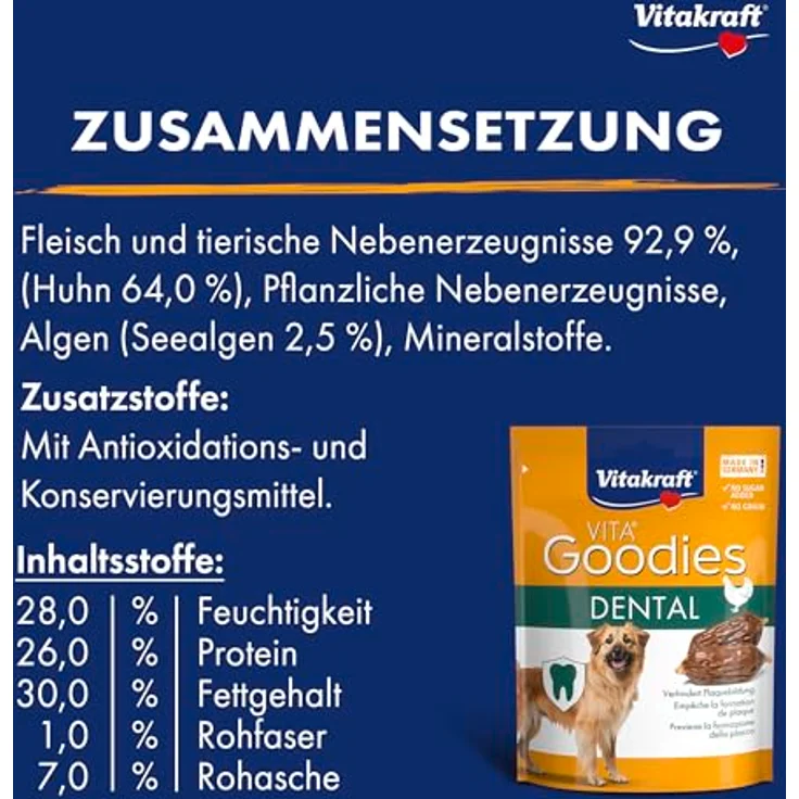 Vitakraft Vita Goodies Dental, Hundesnack mit Braunalgen für Zahnpflege, 60g – Bild 4