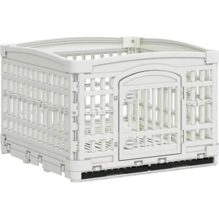 vidaXL 4-Panel Hundelaufstall, flexible Kunststoffkonstruktion 122 x 106,5 x 82 cm, UV- und wasserfest, weiß
