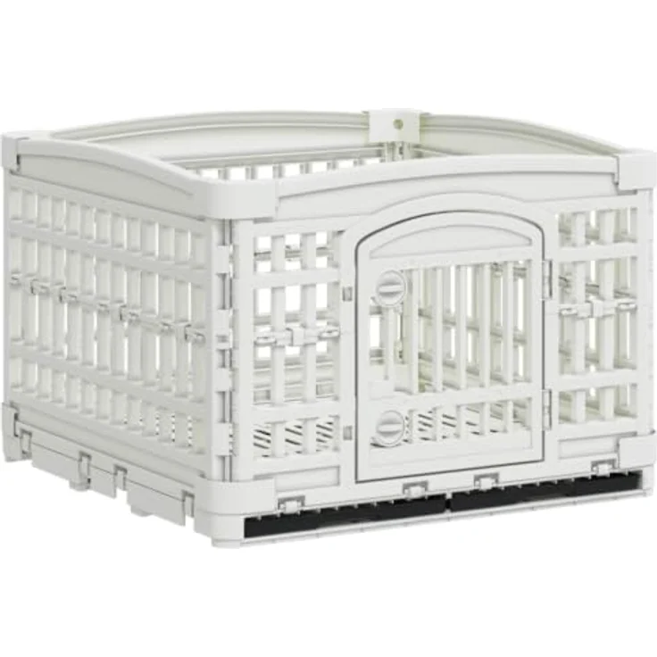 vidaXL 4-Panel Hundelaufstall, flexible Kunststoffkonstruktion 122 x 106,5 x 82 cm, UV- und wasserfest, weiß – Bild 1