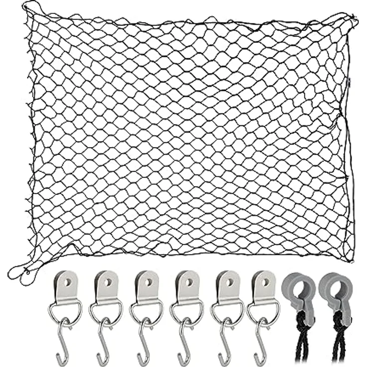 Relaxdays Trennnetz für Hunde, 100 x 100 cm, schwarzes Autonetz mit Haken für Rückbank und Kofferraum, universal einsetzbar