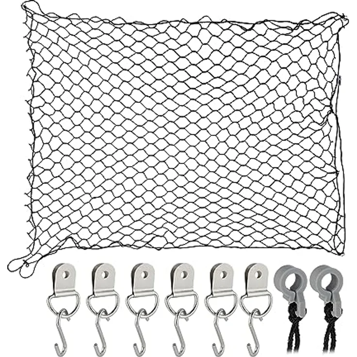 Relaxdays Trennnetz für Hunde, 100 x 100 cm, schwarzes Autonetz mit Haken für Rückbank und Kofferraum, universal einsetzbar – Bild 1