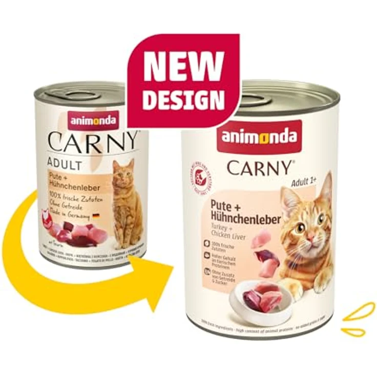 animonda Carny Katzen Nassfutter Pute + Hühnchenleber, getreidefrei, ohne Zucker, 6 x 400g, frische fleischige Zutaten für erwachsene Katzen – Bild 2