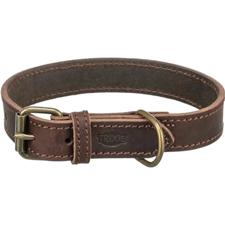 TRIXIE Halsband aus geöltem Leder, Größe M - L: 42–48 cm/25 mm, Dunkelbraun, Hund, 19007 – Bild 3