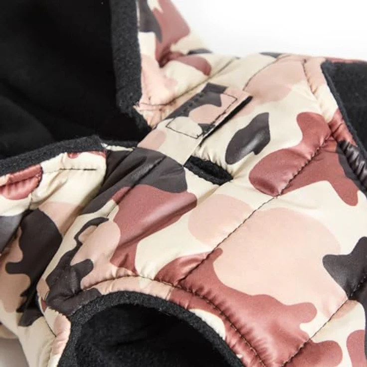 Fashion Dog Steppmantel für Dackel, Camouflage, mit Kapuze, wasserabweisend und warm gefüttert, 33 cm – Bild 4