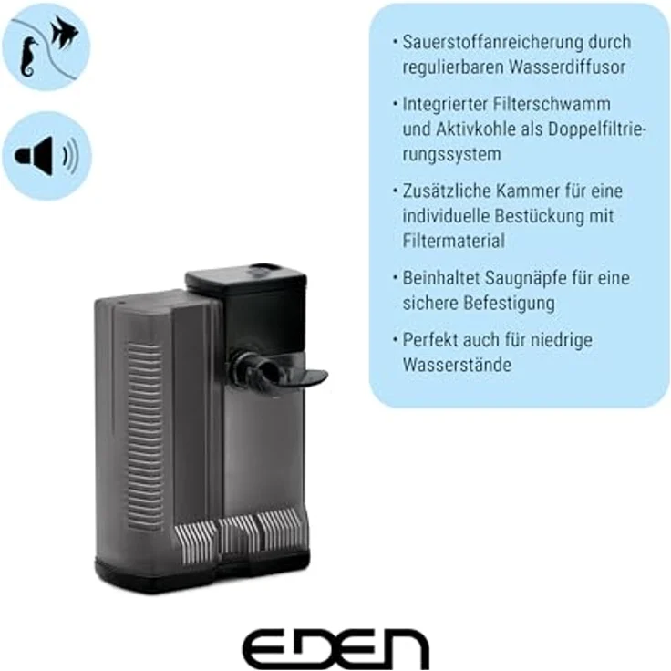 Eden 94142 FIN 50 Innenfilter, Mikrofilter für Aquarien bis 50L, leise, energiesparend, regulierbar – Bild 4