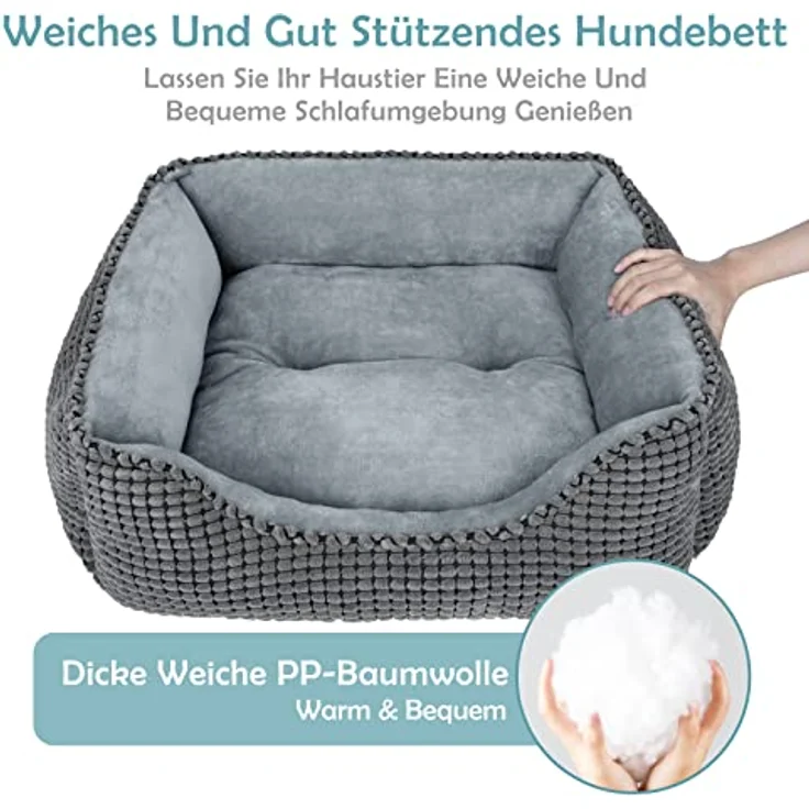 JOEJOY Hundebett XL, Waschbares Plüsch Hundekorb für große Hunde, 89x63x23cm, Rutschfeste Unterseite, Erhöhter Rand – Bild 4