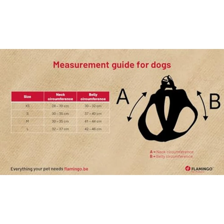 Flamingo Step&Go Pookie, Hundegeschirr in Beige, Größe XS, verstellbar, Metall Klickverschluss goldfarben, 2 Anti-Zug-Ringe, atmungsaktives Mesh – Bild 2