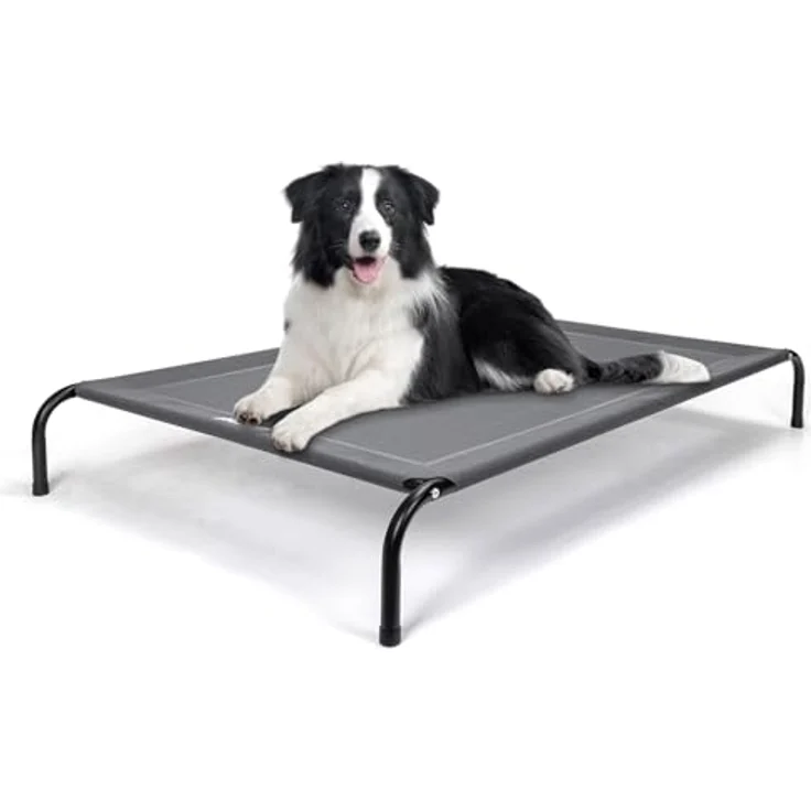 Nobleza Hundeliege Outdoor, Erhöhtes Hundebett für Draußen, Kühlendes und Waschbares Haustierbett, Grau, L, 124x90x20CM – Bild 1