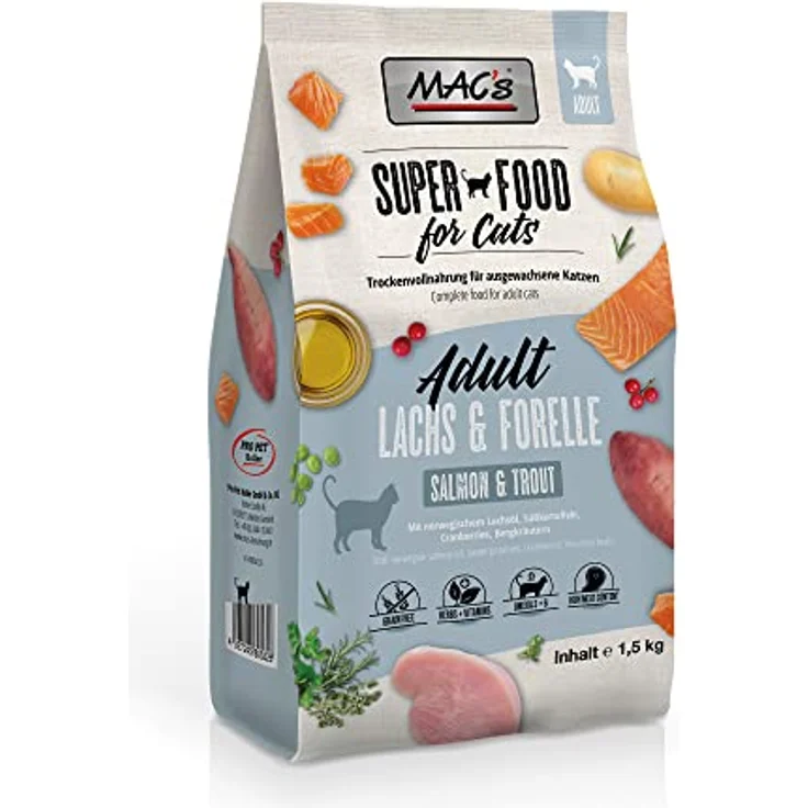 MAC's Katzenfutter getreidefrei Adult Lachs & Forelle, 1.5 kg, hoher Fleischanteil, Made in Germany, ohne künstliche Aromastoffe – Bild 1