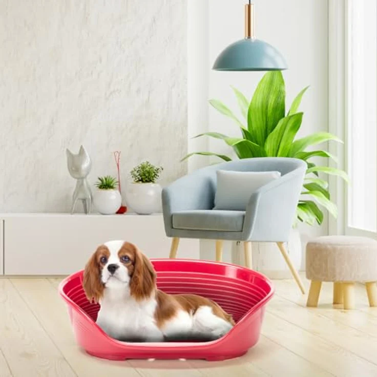 Ferplast Siesta Deluxe Hundebett, atmungsaktive Kunststoff-Hundeliege, waschbar, rutschfest, 62 x 41 x 23,5 cm, Bordeaux – Bild 2