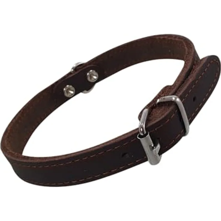 Nobby Halsband TABIL, Fettleder in braun, 35 cm (26-31 cm), 14 mm, Vintage-Optik