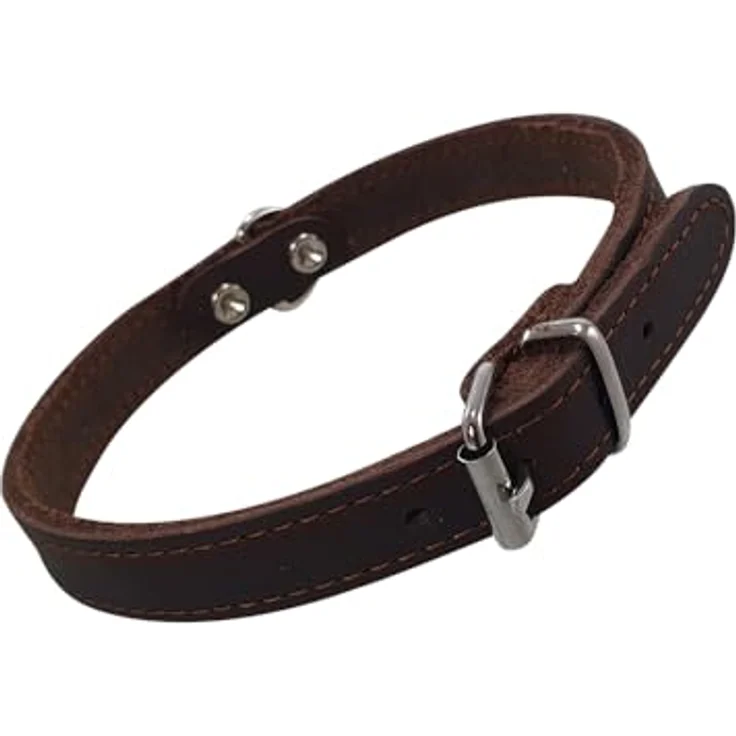 Nobby Halsband TABIL, Fettleder in braun, 35 cm (26-31 cm), 14 mm, Vintage-Optik