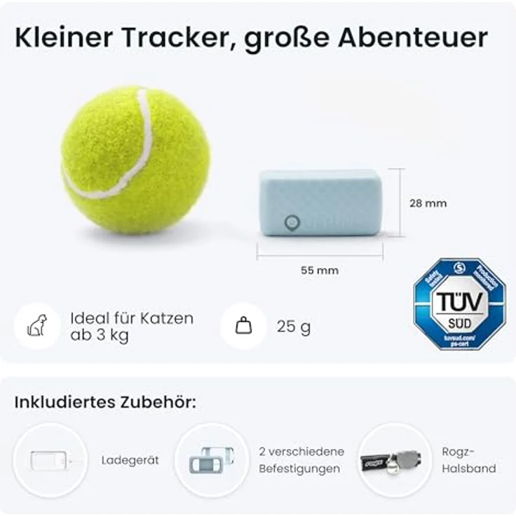 Tractive GPS Mini (One Size, Katze, Allgemein), Halsband + Leine – Bild 4