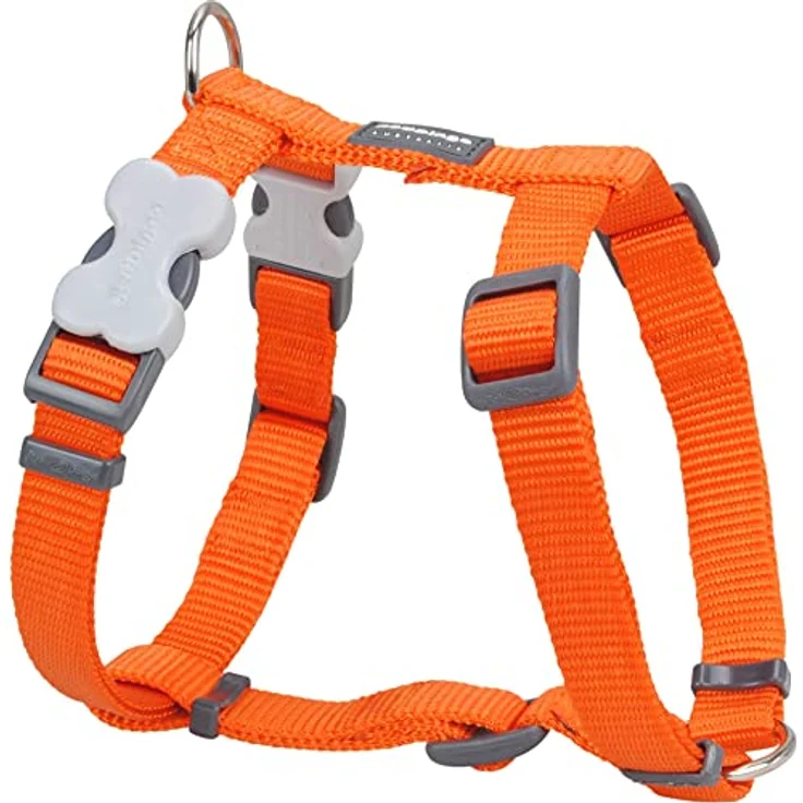 Red Dingo Nylon Hundegeschirr, orange, M mit rostfreien D-Ringen und verstellbarem Bauchgurt – Bild 1