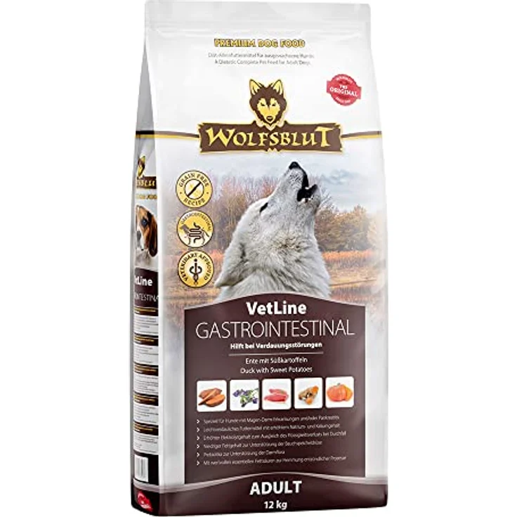 Wolfsblut VetLine Gastrointestinal Ente, 12kg Trockenfutter mit leicht verdaulichem Entenfleisch und Süßkartoffel, getreidefrei – Bild 1