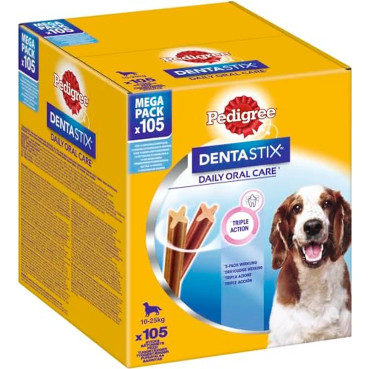 Pedigree DENTASTIX Daily Oral Care, Zahnpflege Hundesnack, Multipack Mega Pack 10-25kg, 105 Stück (15x7 Stück) – Bild 1