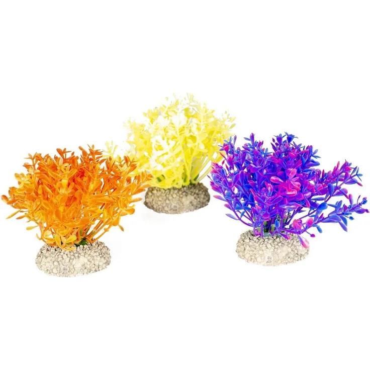 EBI Aqua Della Pflanze Glosso Set S, Kunstpflanze für Aquarien-Dekoration aus flexiblem Kunststoff, farbenfrohes Design