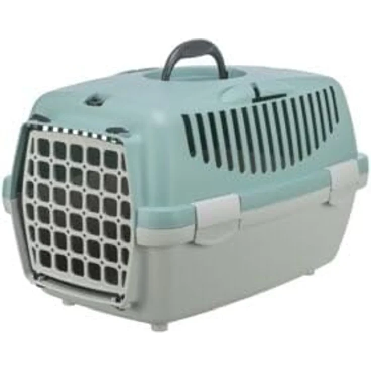 TRIXIE Transportbox Capri, hellgrau/salbei für Katzen, robuste Tiertransportbox mit optimaler Sicherheit – Bild 2