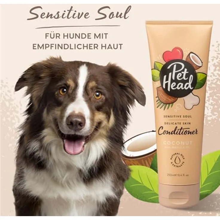 Pet Head Sensitive Soul Conditioner, Hundespülung für empfindliche Haut, Kokosnussduft, pH-neutral, vegan & tierversuchsfrei, 250ml – Bild 3