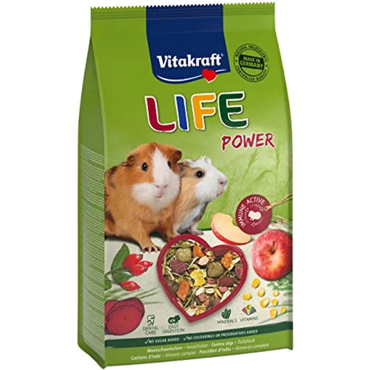 Vitakraft Life Power, Hauptfutter für Meerschweinchen mit Apfel und Roter Beete, stärkt die Abwehrkräfte, ohne Zucker, 600g – Bild 1