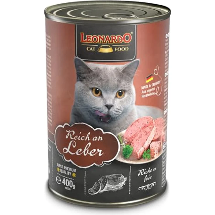 LEONARDO Nassfutter 6x400g, Getreidefreies Feuchtfutter für Katzen mit frischer Leber, Alleinfutter in der Dose – Bild 2