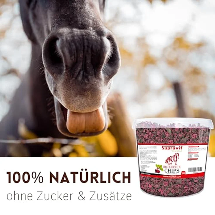 Supravit Rote Beete Chips, 2kg Eimer - Pferdeleckerlis ohne Zucker, 100% Natur, schmackhafte Ergänzung für alle Pferde – Bild 5