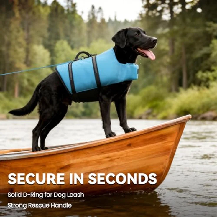 VIVAGLORY Hunde Schwimmweste Rip Stop, Sicherheitsweste mit extra Polsterung, S, Blau – Bild 3