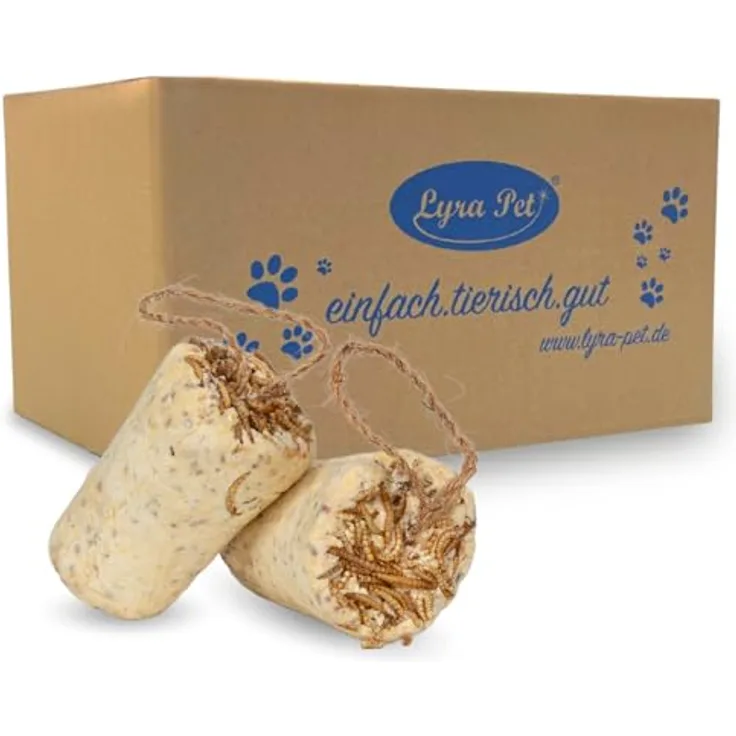 Lyra Pet® Protein Boost Körner Riegel mit Mehlwürmern, 3 x 12 STK., proteinreiches Vogelfutter für Sommer & Winter, premium Erdnussbutterriegel, biologisch abbaubarer Energiespender für Wildvögel