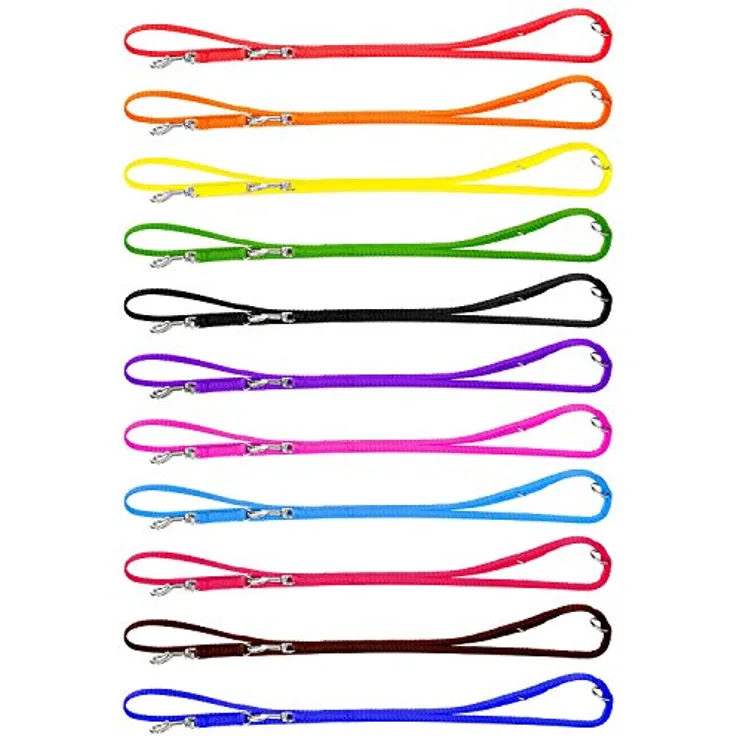 Hunde Design Mini Führleine Nylonleine 3-fach verstellbar 3m, Rot, hautfreundlich und waschmaschinenfest