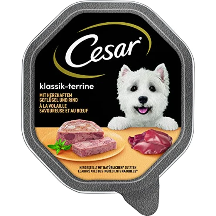 Cesar Hundefutter Nassfutter Klassiker Geflügel & Rind, 7er Pack (7 x 2 Schalen x 150 g), 100% ausgewogen und lecker – Bild 3