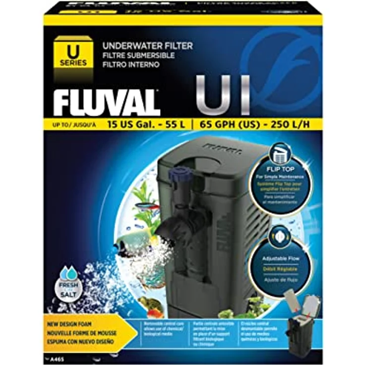 Fluval U1 Innenfilter, 200 l/h Durchflussleistung, für Aquarien bis 55 l, 4,5W – Bild 1