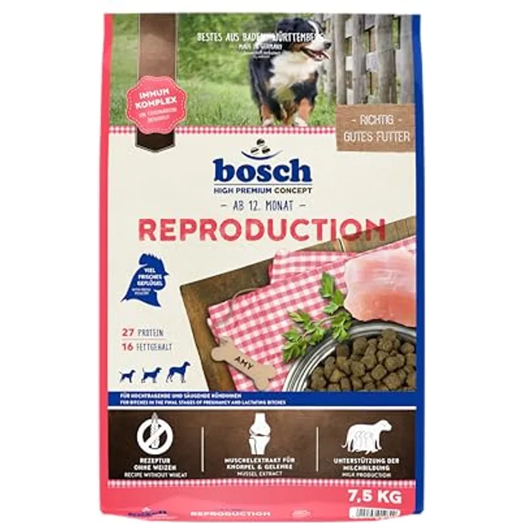 Bosch Reproduction 7,5 kg, Hundefutter für hochtragende und säugende Hündinnen mit optimaler Milchbildung