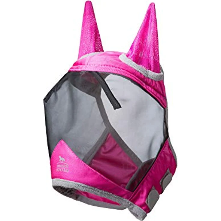 Harrison Howard CareMaster Pro Luminous Pferde Fliegenmaske UV-Schutz mit Ohrenschutz, Rosa, für Kaltblut (XL) – Bild 1