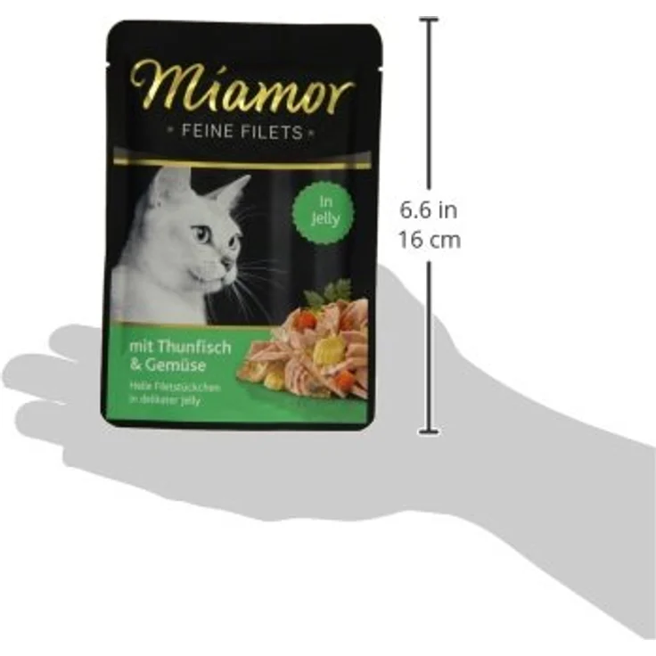 Miamor Feine Filets in Jelly, Thunfisch & Gemüse, 24x100g, leicht verdaulich und fettarm, ohne tierische Nebenerzeugnisse – Bild 3