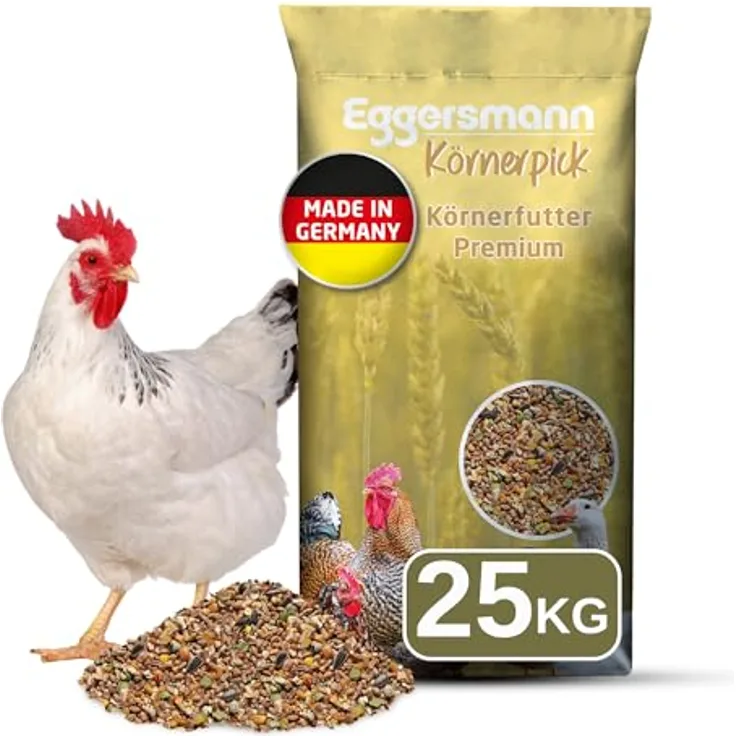 Eggersmann Körnerpick Premium Hühnerfutter 25kg, Gentechnikfreies Körnerfutter für Hühner, Gänse und Enten, Stärkung des Immunsystems durch Gemüse und Kräuter