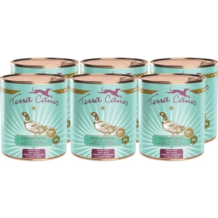Terra Canis Ente, Kürbis & Erdbeere, Getreidefreies Nassfutter, 6x800g, Premium Hundefutter in Lebensmittelqualität, allergenarm & glutenfrei – Bild 1