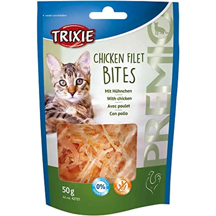 TRIXIE Esquisita Premio Light Filet Bits, Hühnchen, 50g - Hochwertige Katzensnacks in attraktiver Verpackung – Bild 1
