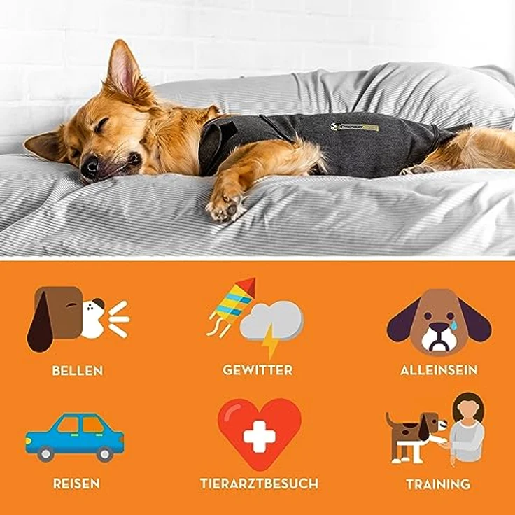 Thundershirt Wickelbody für ängstliche Hunde, Beruhigungsweste mit konstantem Druck, grau-meliert Classic, Größe M – Bild 3