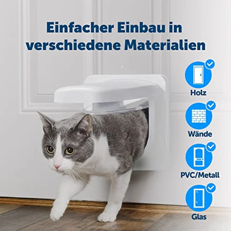 PetSafe Petporte Smart Flap Mikrochip Katzenklappe, Automatischer Zugang mit Chip-Erkennung, Für Katzen bis 7 kg, Installierbar in Wänden oder Türen – Bild 4