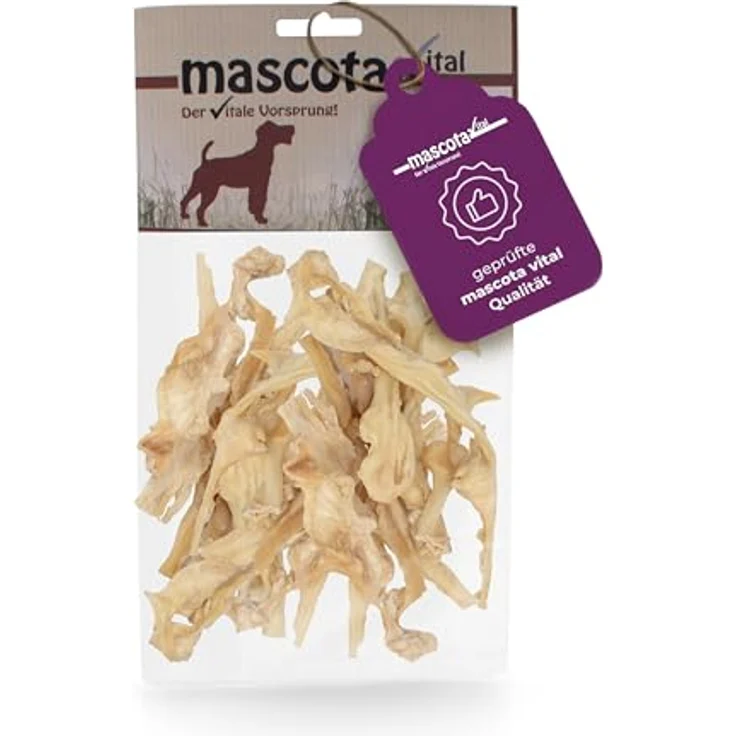 123... Hund dabei! mascota vital – Getrocknete Ziegenhaut für Hunde, 100% Natürlicher Kausnack, Reich an Proteinen, Ohne Zusatzstoffe, Schonend Getrocknet, 200g – Bild 1